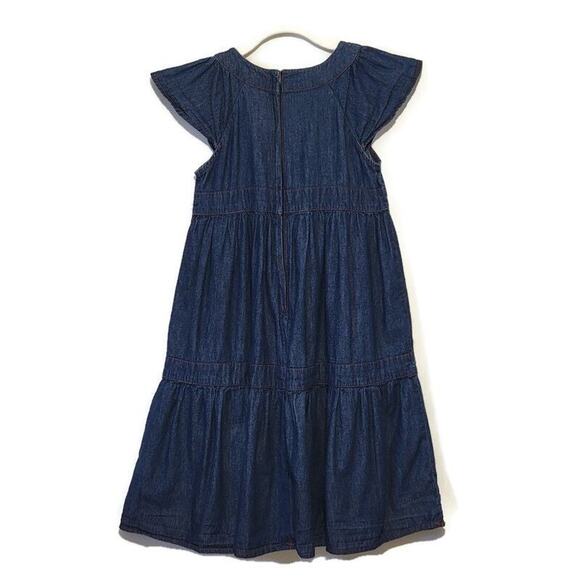 Gymboree Chambray Short Sleeve Tiered Navy Blue Cotton Denim Dress Size 6 - Picture 3 of 6